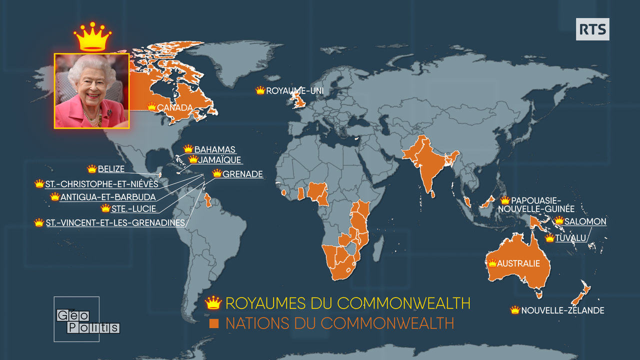 Map of Commonwealth regions and countries. [Géopolitis - RTS]