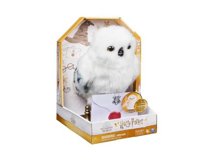 The Hedwig owl that hoots when you touch its beak is one of the hits of the moment in toy stores. [Franz Carl Weber]