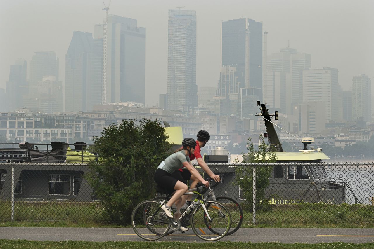 Smoke from forest fires has polluted the air in Montreal. [Graham Hughes - Keystone/The Canadian Press via AP]