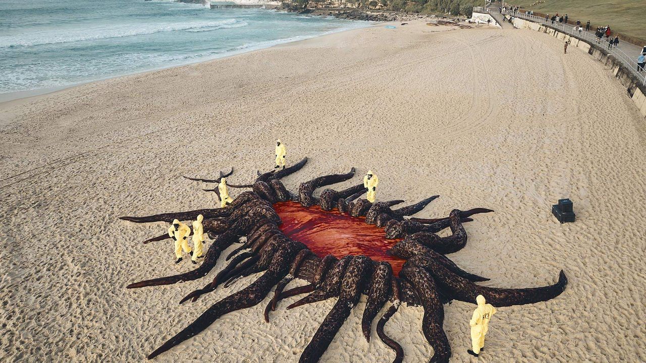 An entrance to the upside down world set up on Bondi Beach in Australia to promote the series Stranger Things. [Aquabumps/Netflix]